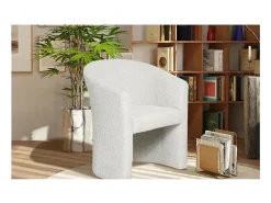 Meublorama Poltrona de sala confortável em tecido bouclé . Coleção KYOTO Branco