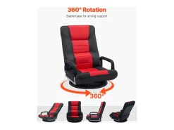 Poltrona| Poltrona de Solo SucceBuy Cadeira Plegável com Reposabracos, Ajustável, Giratória a 360° Vermelho