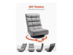 Poltrona| Poltrona de Solo SucceBuy com 4 Posições Ajustáveis e Inclinável Plegável Giratório a 360° Cinzento
