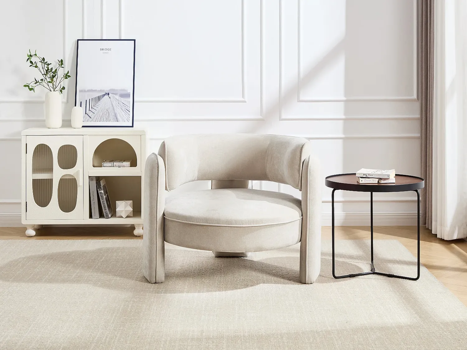 Poltrona*Vente-unique Poltrona de tecido em forma redonda ZORIMO Bege