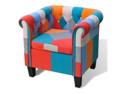 Poltrona de tecido com design de retalhos SHL479384^ Poltrona