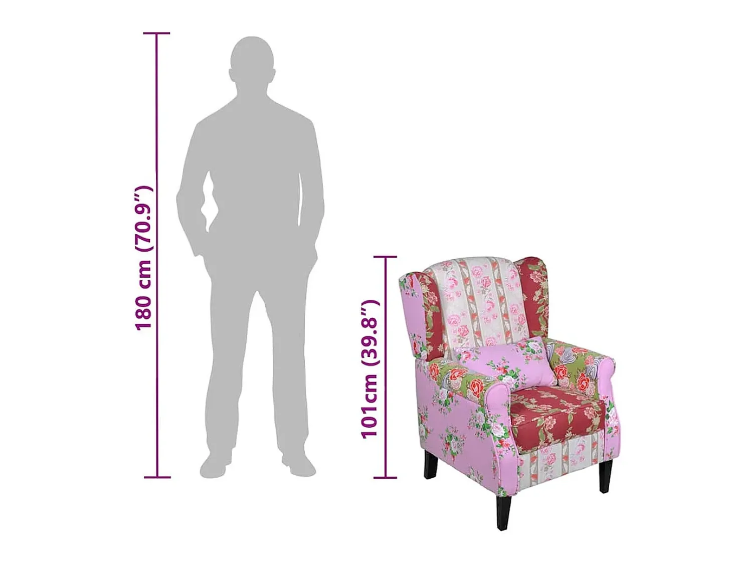 Hot vidaxl Poltrona de tecido com design de retalhos Multicor