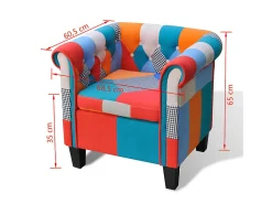 Poltrona* Poltrona de tecido com design de retalhos PT931147 Multicor