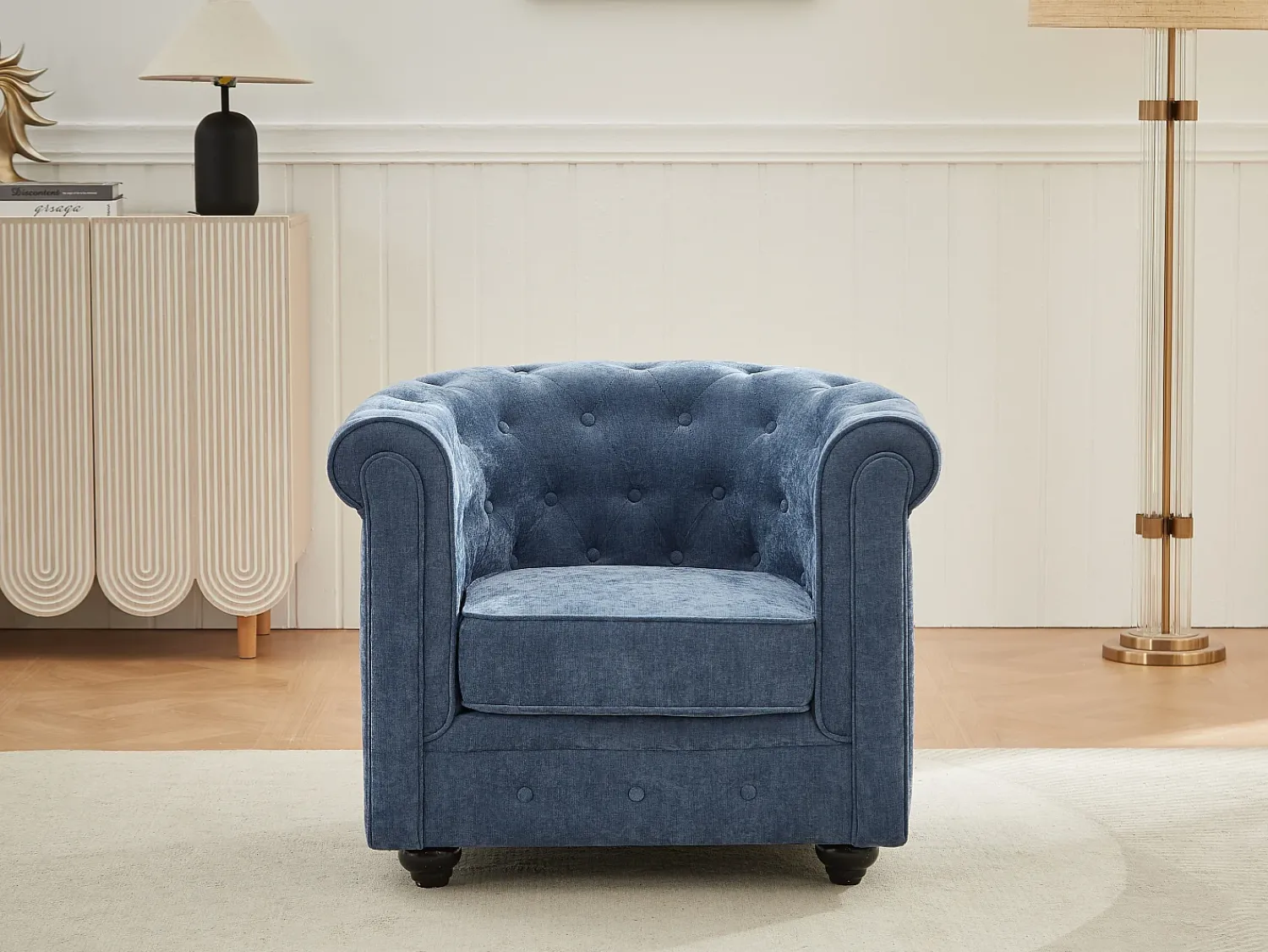 Vente-unique Poltrona de tecido cor forma mítica CHESTERFIELD^ Poltrona