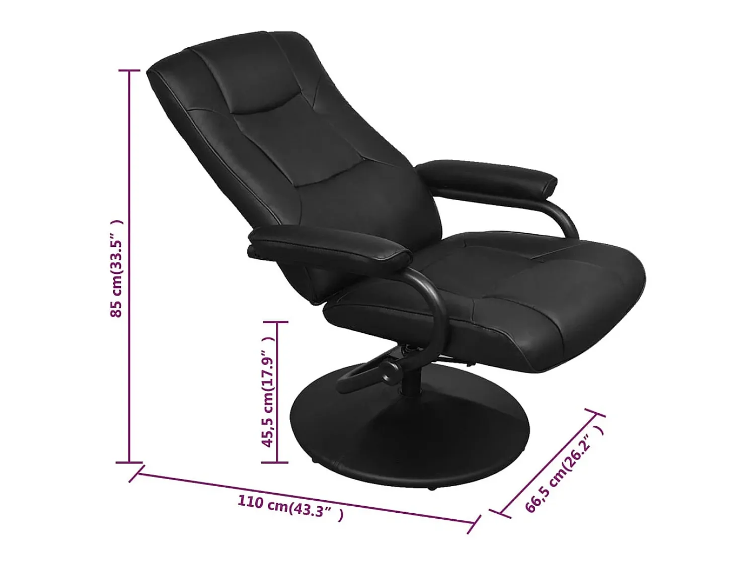 Poltrona* Poltrona de TV com repousa pés couro artificial SHL334349 Preto