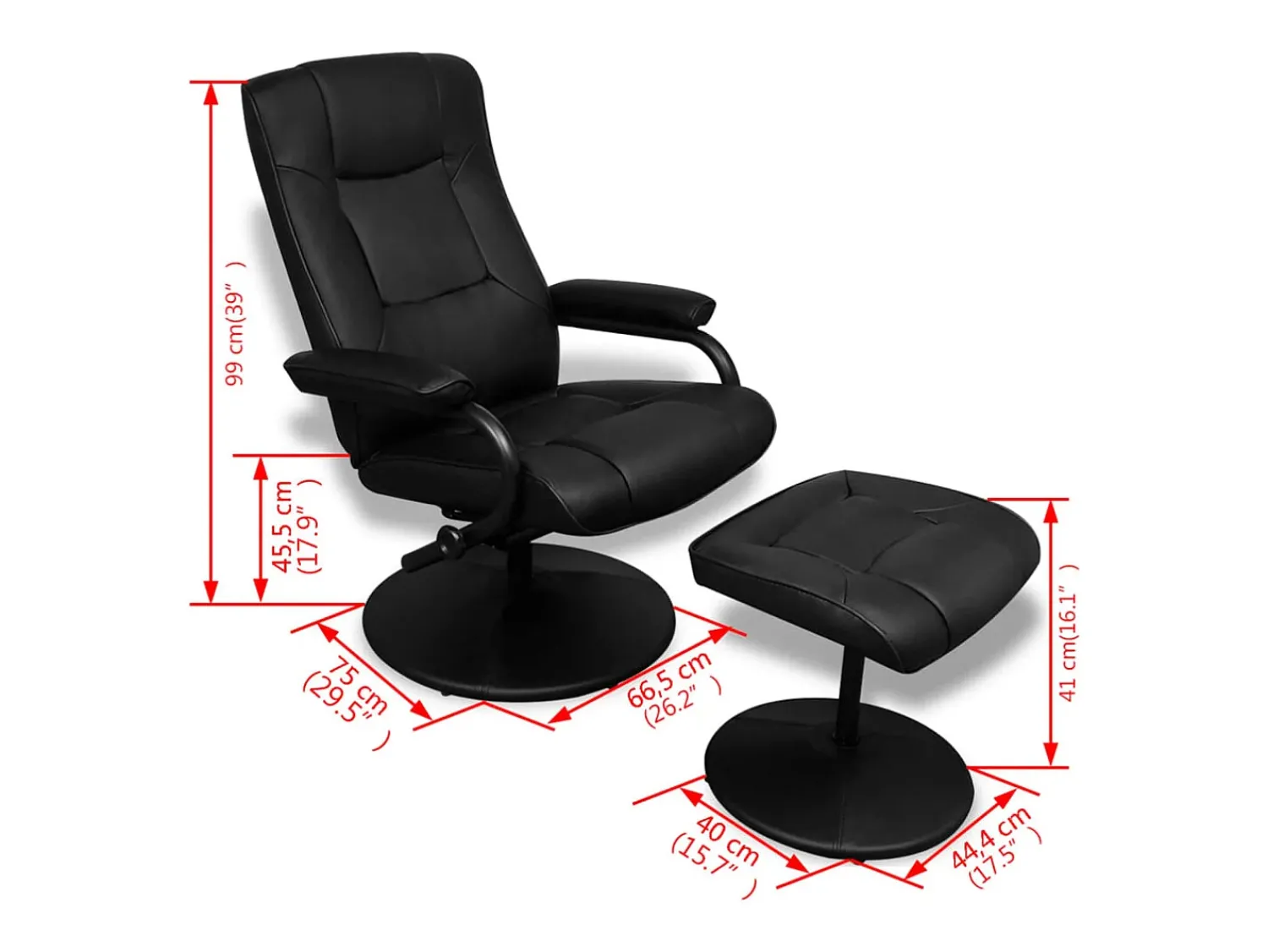 Poltrona* Poltrona de TV com repousa pés couro artificial SHL334349 Preto