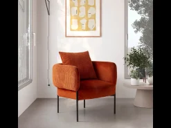 Discount Calicosy Poltrona de veludo com pernas de metal 70x61 h72 cm Cor de laranja