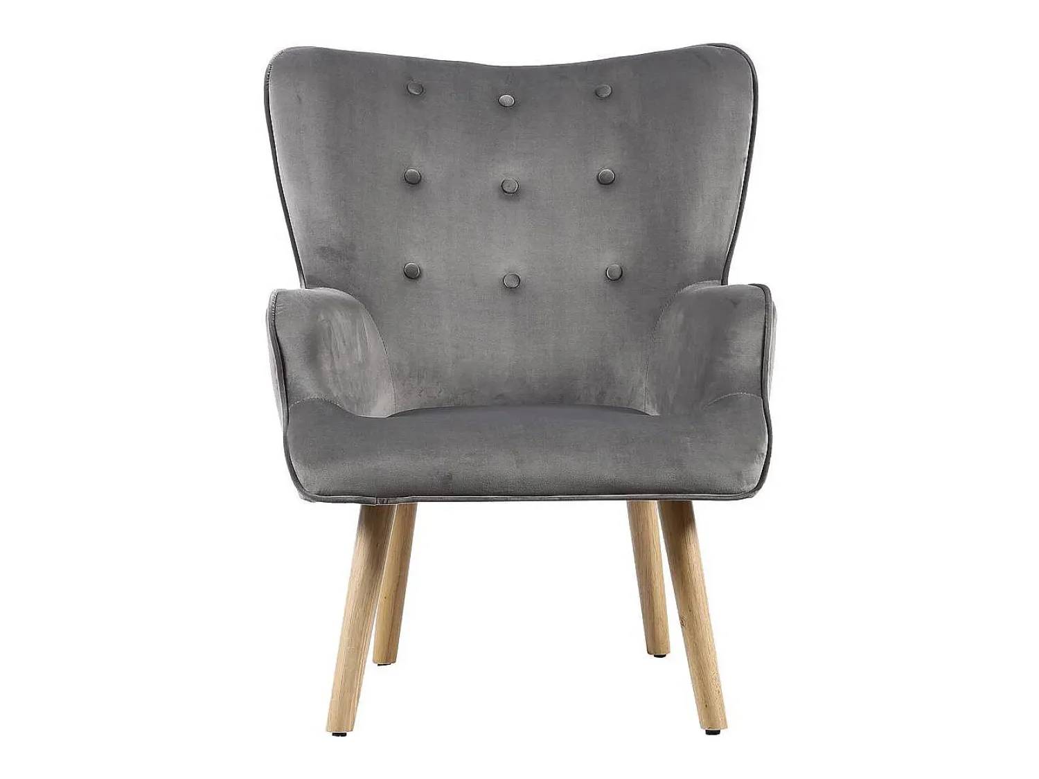 Poltrona*Habitat et jardin Poltrona de veludo estilo escandinavo "Odense" - 73 x 81 x 92,5 cm - 1 lugar - Cinza Cinzento
