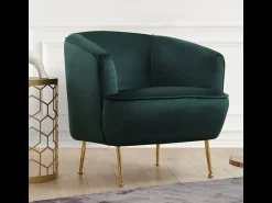 Concept-Usine Poltrona de veludo verde DAVIS - Pés dourados - Confortável e elegante Verde pinho