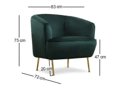 Concept-Usine Poltrona de veludo verde DAVIS - Pés dourados - Confortável e elegante Verde pinho