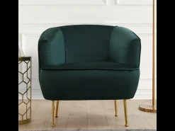 Concept-Usine Poltrona de veludo verde DAVIS - Pés dourados - Confortável e elegante Verde pinho