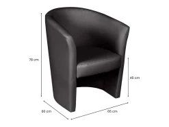Poltrona*Dmora Poltrona Dpanett, Poltrona de sala, Assento acolchoado, Cadeira com braços em couro ecológico, 64x63h76 cm, Preto