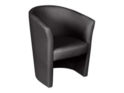 Poltrona*Dmora Poltrona Dpanett, Poltrona de sala, Assento acolchoado, Cadeira com braços em couro ecológico, 64x63h76 cm, Preto