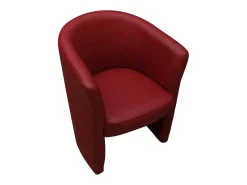 Poltrona*Dmora Poltrona Dpanett, Poltrona de sala, Assento acolchoado, Cadeira com braços em couro ecológico, 64x63h76 cm, Vermelho