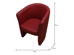 Poltrona*Dmora Poltrona Dpanett, Poltrona de sala, Assento acolchoado, Cadeira com braços em couro ecológico, 64x63h76 cm, Vermelho