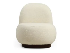 Menzzo Poltrona Elegante, Bouclet , 74 x 85 x 75 cm | Estrutura em madeira de faia e aglomerado, 100% poliéster, pernas em nogueira | Perfeita para dec^ Poltrona