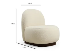 Menzzo Poltrona Elegante, Bouclet , 74 x 85 x 75 cm | Estrutura em madeira de faia e aglomerado, 100% poliéster, pernas em nogueira | Perfeita para dec^ Poltrona