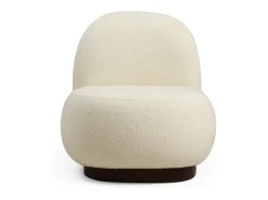 Menzzo Poltrona Elegante, Bouclet , 74 x 85 x 75 cm | Estrutura em madeira de faia e aglomerado, 100% poliéster, pernas em nogueira | Perfeita para dec^ Poltrona
