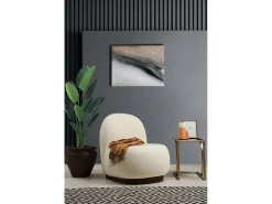 Menzzo Poltrona Elegante, Bouclet , 74 x 85 x 75 cm | Estrutura em madeira de faia e aglomerado, 100% poliéster, pernas em nogueira | Perfeita para dec^ Poltrona