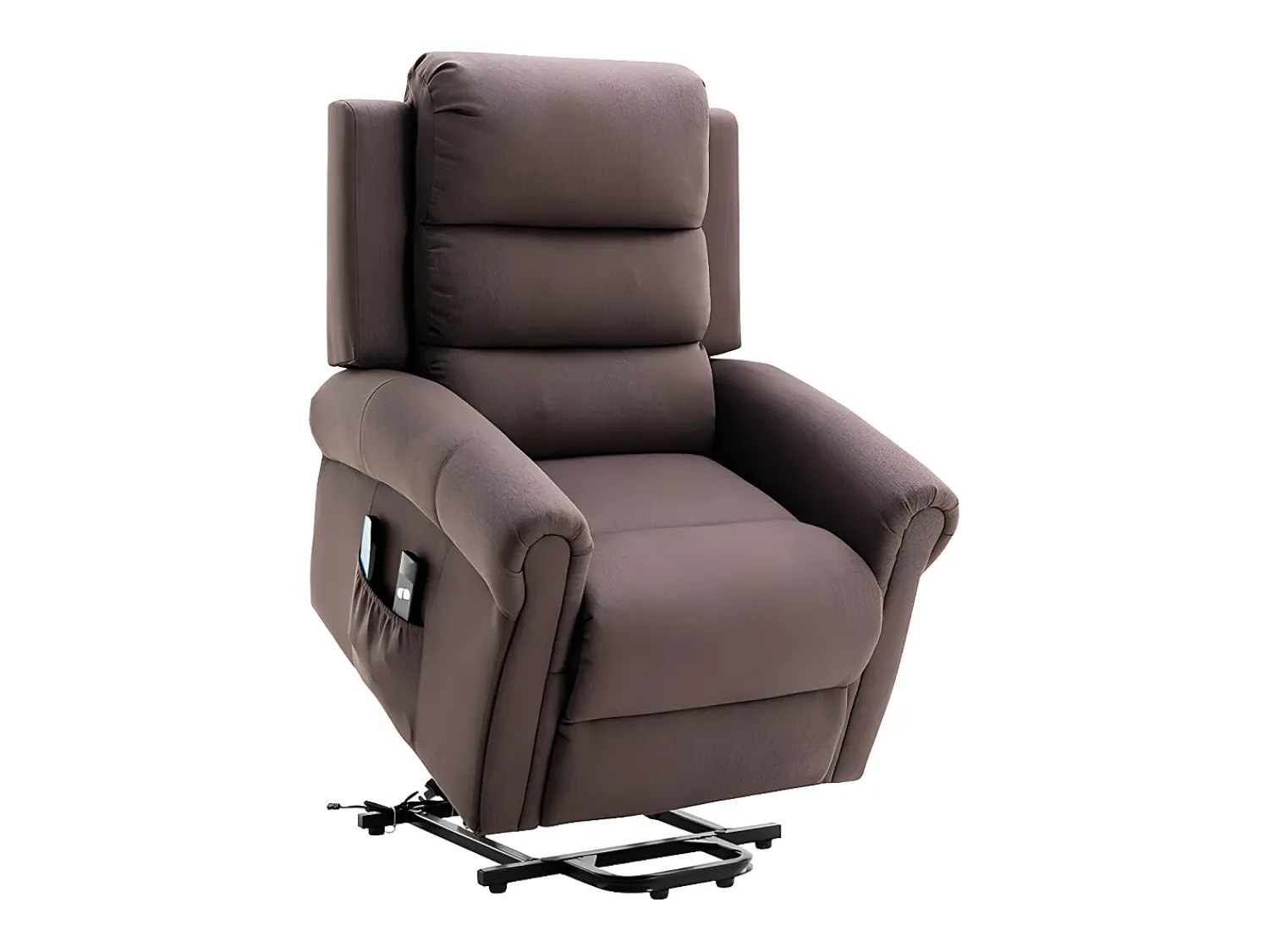 Poltrona*Vente-unique Poltrona elevatória articulada elétrica em tecido LOVARI Castanho