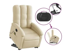 Online Poltrona elevatória de massagens tecido cor SHL811767 Creme