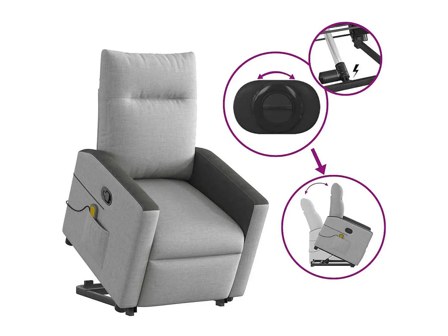 Sale Poltrona elevatória de massagens tecido -nublado SHL805006 Cinzento