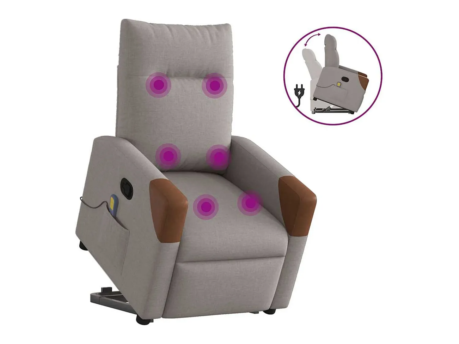 New Poltrona elevatória de massagens tecido cinzento-acastanhado SHL508192 Taupe