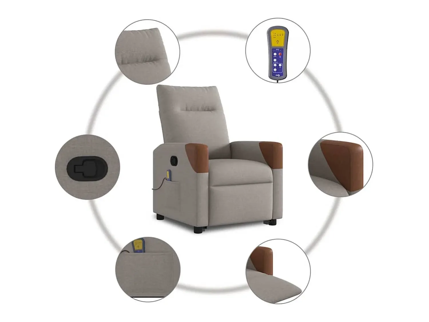 New Poltrona elevatória de massagens tecido cinzento-acastanhado SHL508192 Taupe