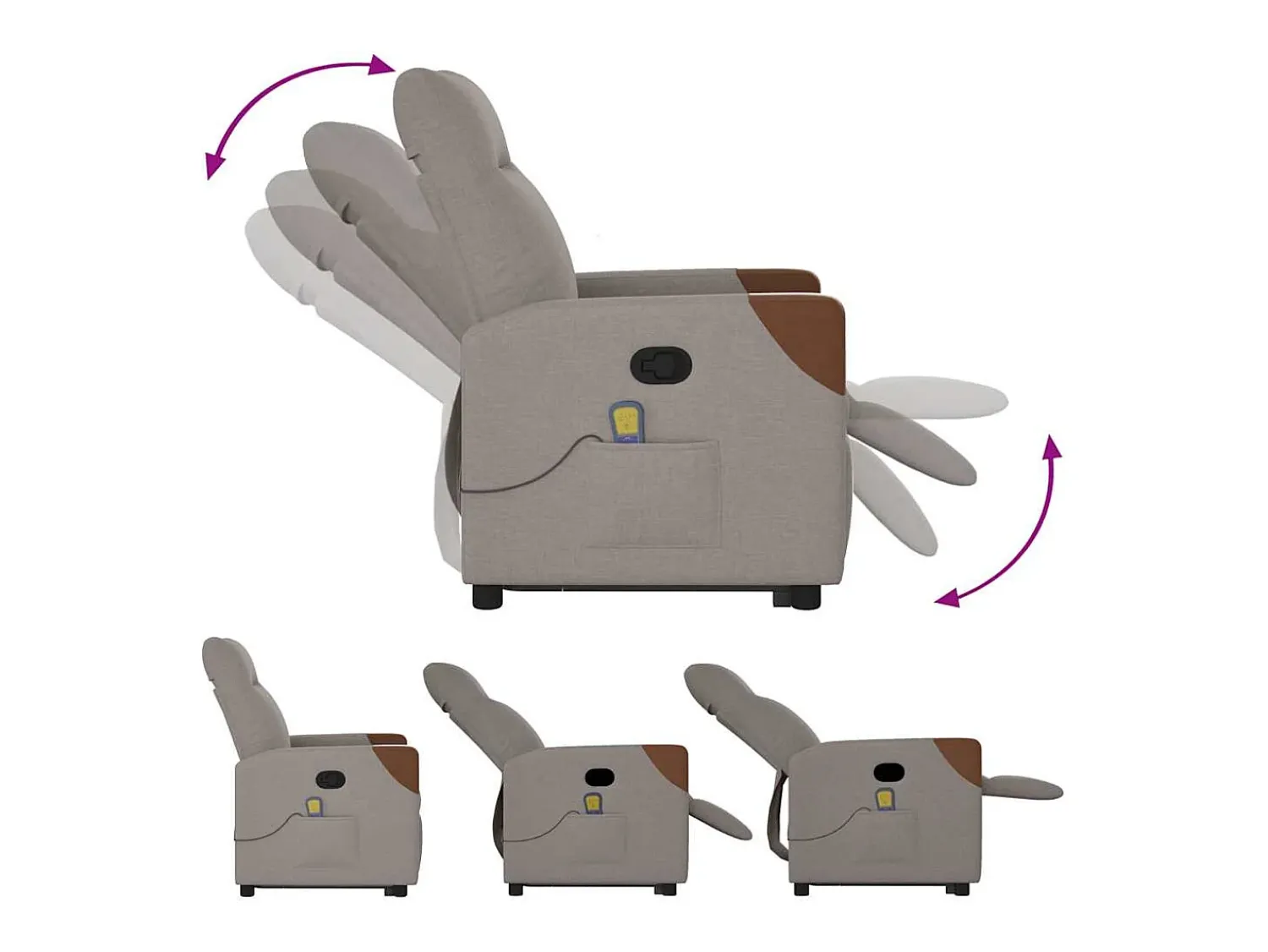 New Poltrona elevatória de massagens tecido cinzento-acastanhado SHL508192 Taupe