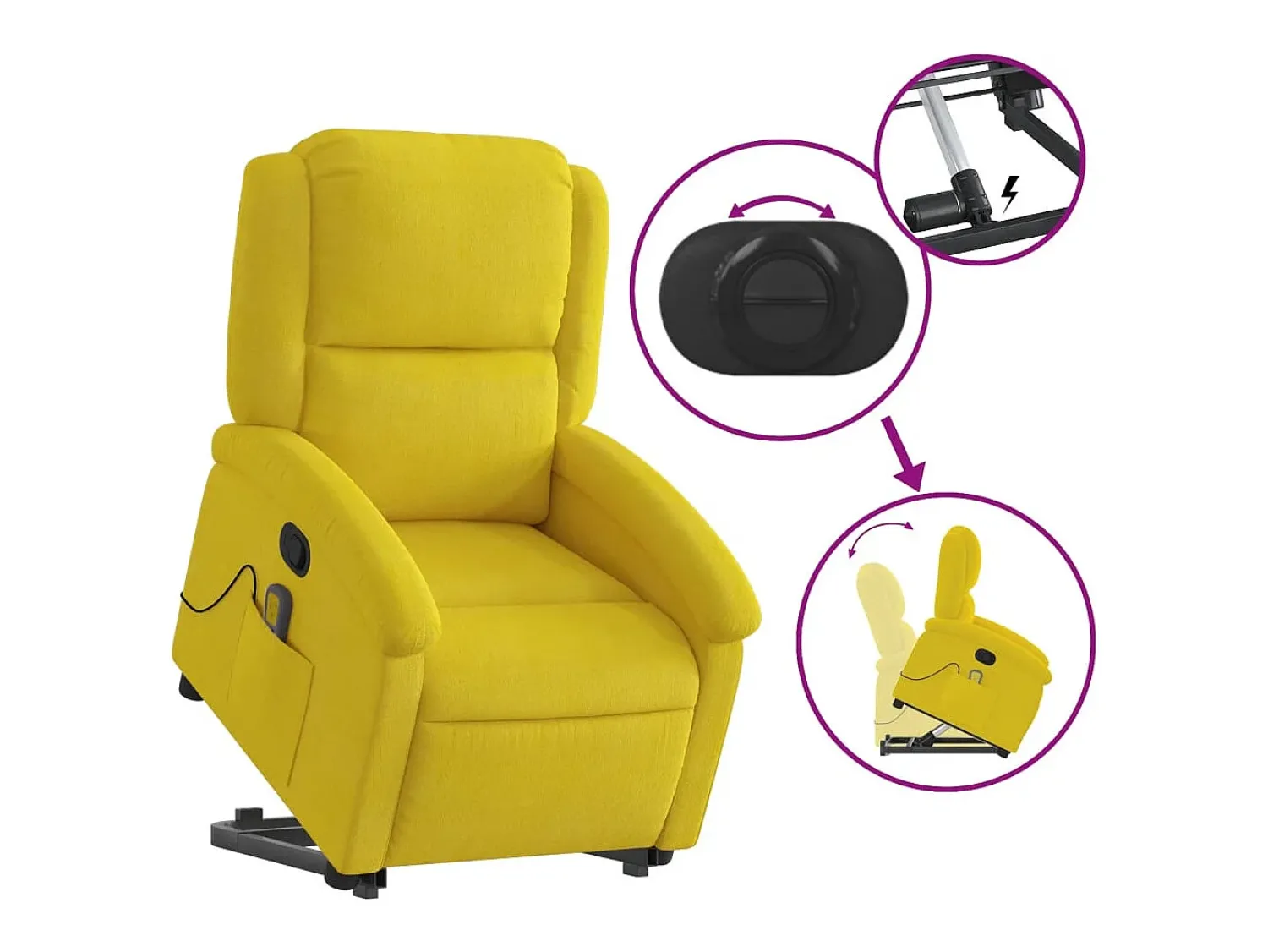 Poltrona| Poltrona elevatória de massagens veludo SHL701237 Amarelo