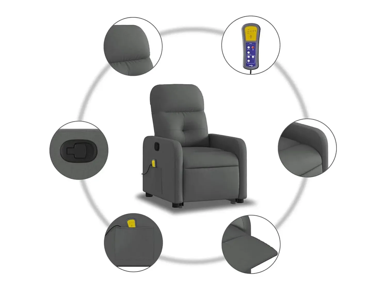Poltrona* Poltrona elevatória de massagens tecido cinzento-escuro SHL574501 Cinza antracite