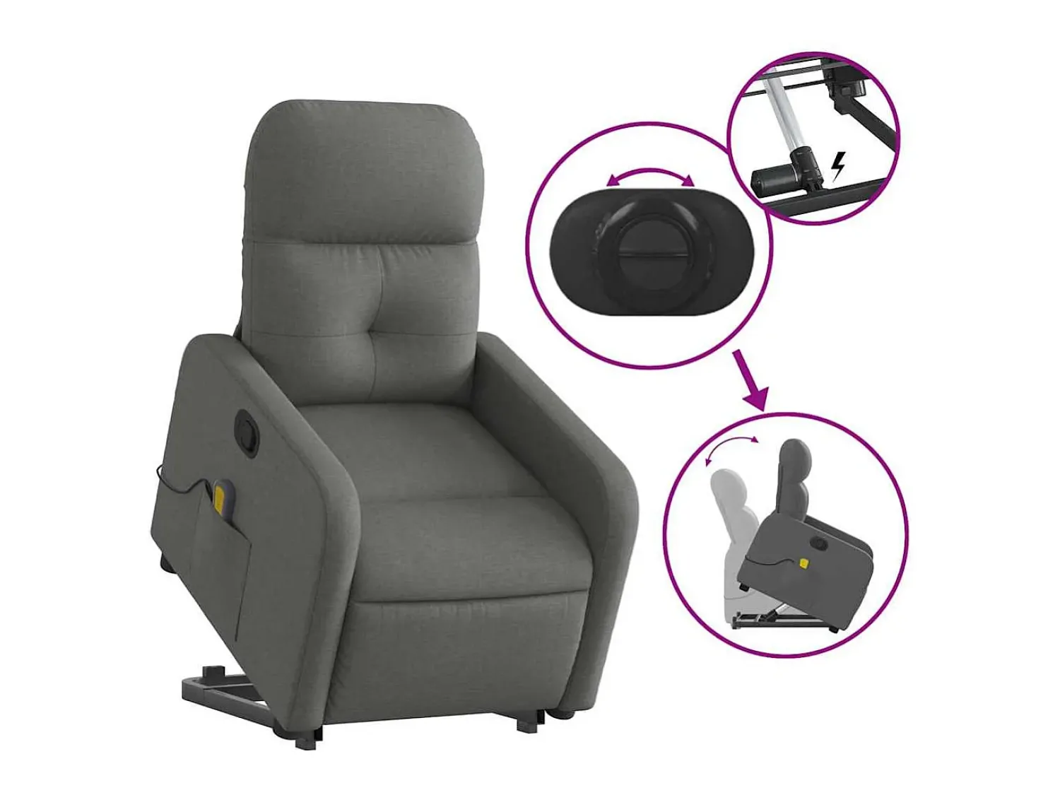 Poltrona* Poltrona elevatória de massagens tecido cinzento-escuro SHL574501 Cinza antracite