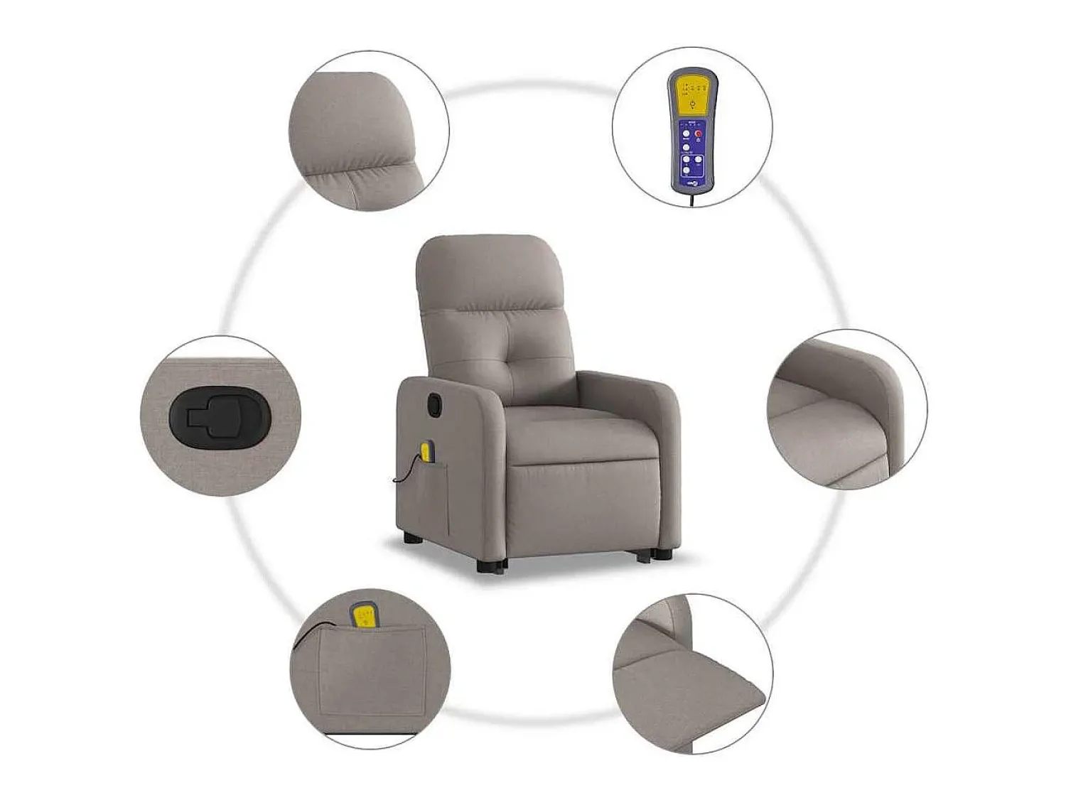 Poltrona* Poltrona elevatória de massagens tecido cinzento-acastanhado SHL509266 Taupe
