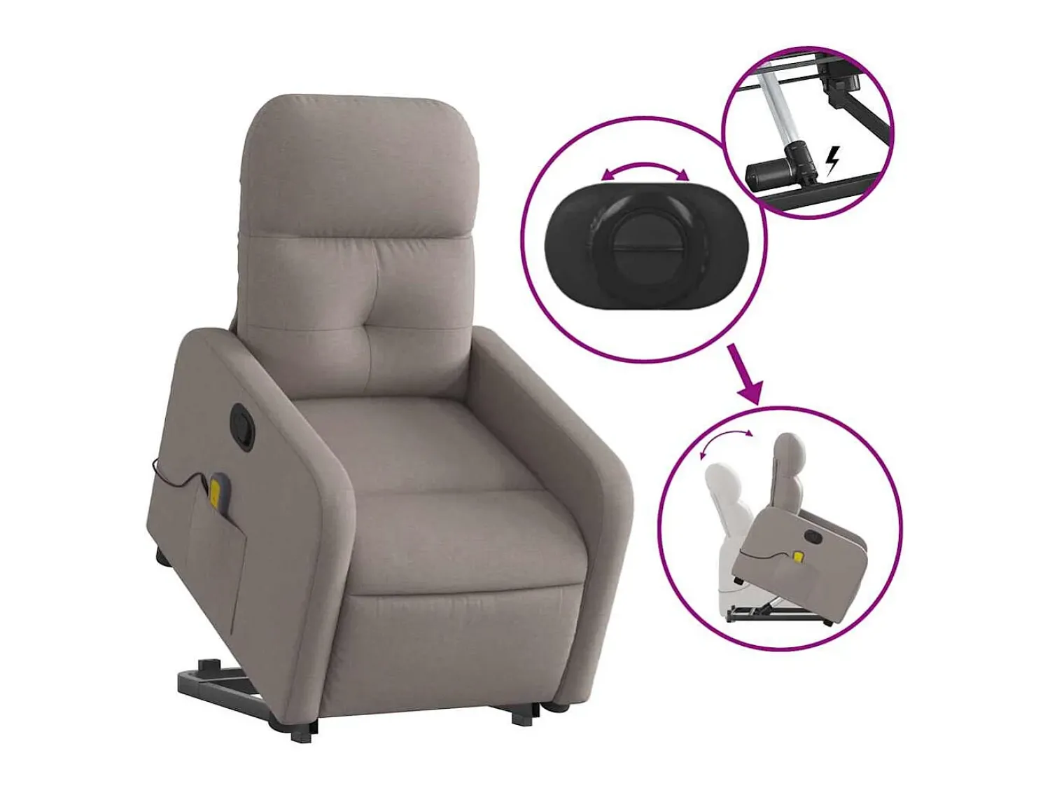 Poltrona* Poltrona elevatória de massagens tecido cinzento-acastanhado SHL509266 Taupe