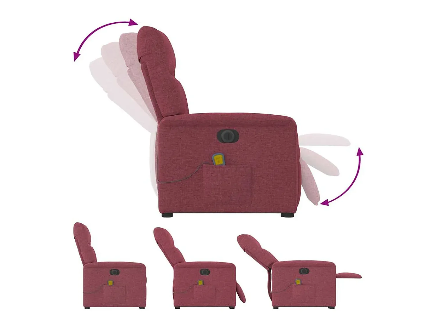 Poltrona* Poltrona elevatória de massagens elétrica tecido tinto SHL697197 Vermelho