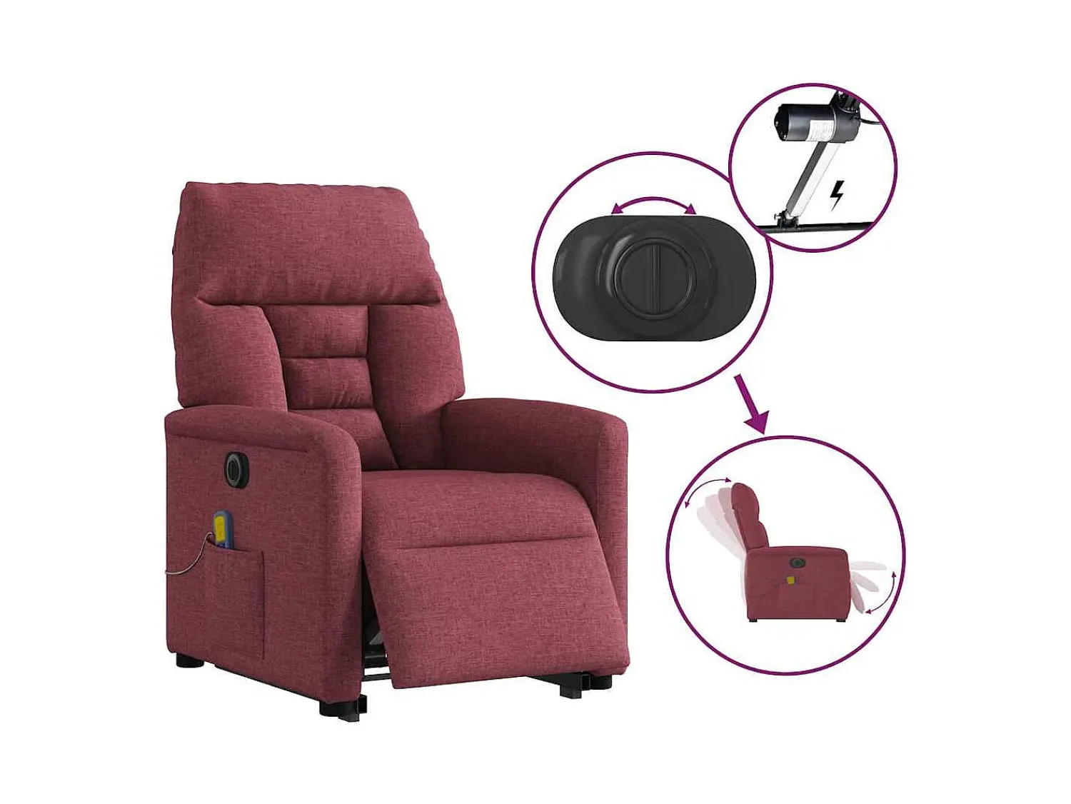 Poltrona* Poltrona elevatória de massagens elétrica tecido tinto SHL697197 Vermelho