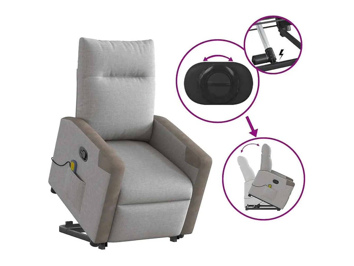 Poltrona elevatória de massagens tecido -nublado SHL839751^ Poltrona