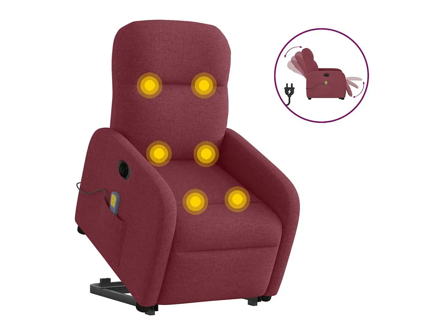 Online Poltrona elevatória de massagens elétrica tecido tinto SHL31113 Vermelho