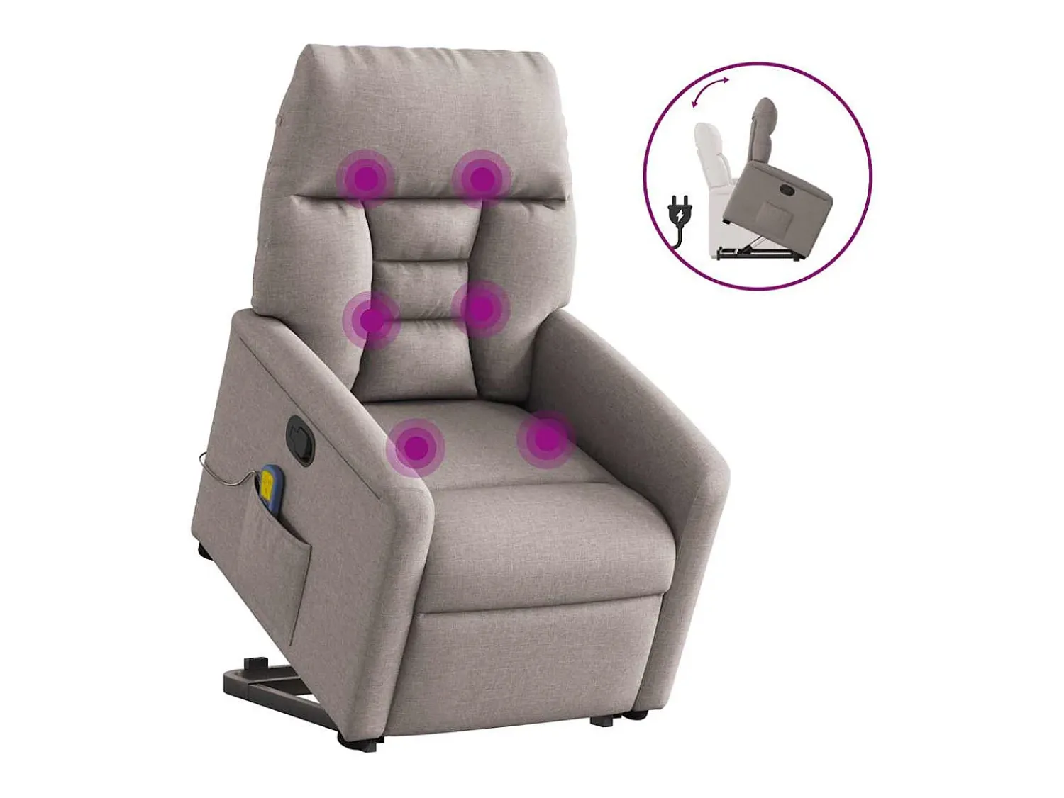 Online Poltrona elevatória de massagens tecido cinzento-acastanhado SHL783009 Taupe
