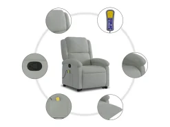 Sale Poltrona elevatória de massagens veludo cinza-claro SHL315419 Cinzento