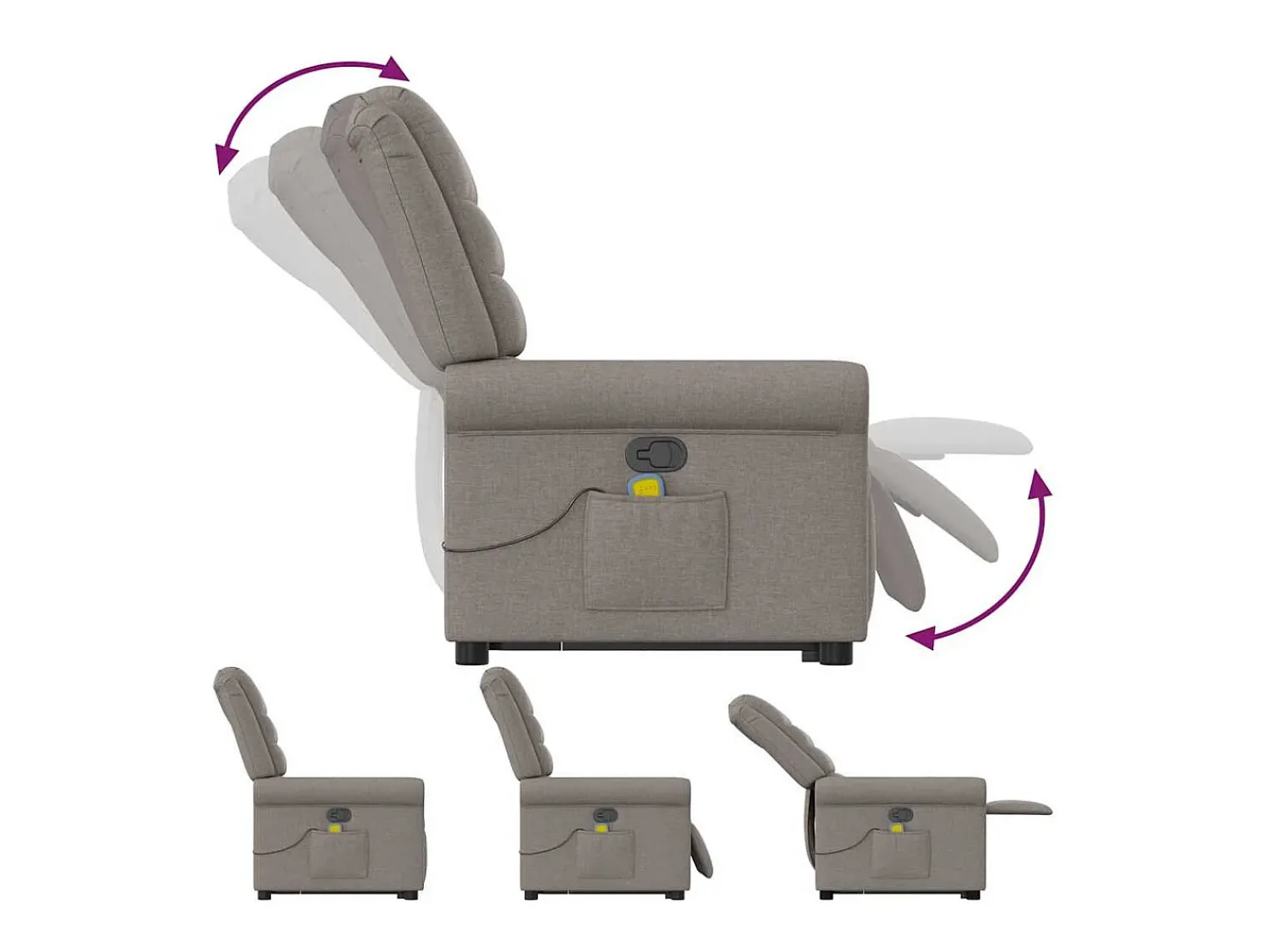 Poltrona elevatória de massagens tecido cinzento-acastanhado SHL972753^ Poltrona