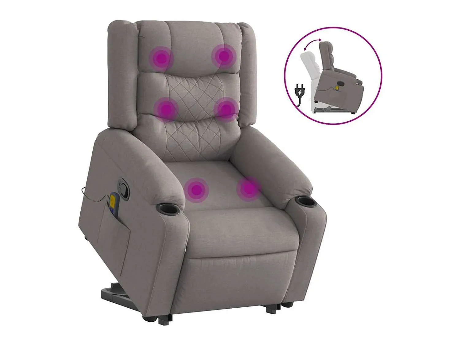 Poltrona| Poltrona elevatória de massagens tecido cinzento-acastanhado SHL189226 Taupe