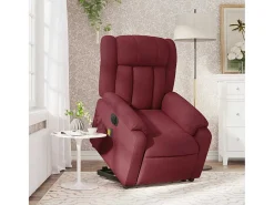 Poltrona*vidaxl Poltrona elevatória de massagens elétrica tecido tinto Vermelho