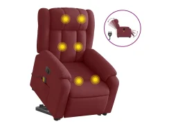 Poltrona*vidaxl Poltrona elevatória de massagens elétrica tecido tinto Vermelho