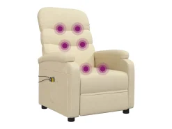 Outlet vidaxl Poltrona elevatória de massagens elétrica tecido Creme