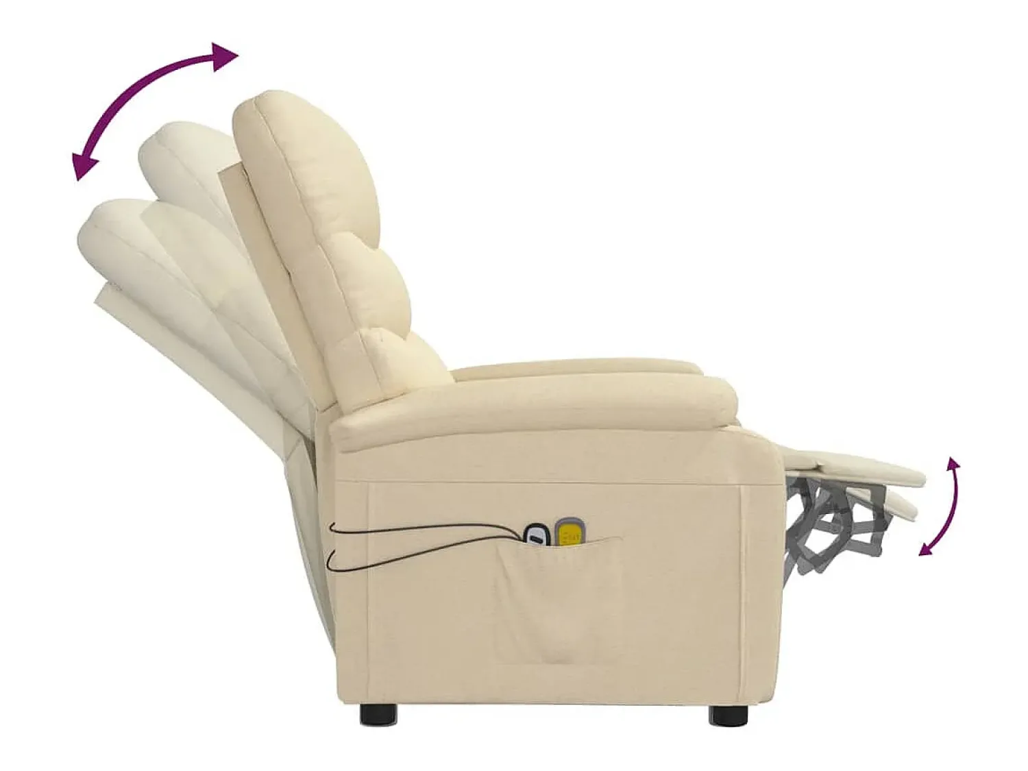Outlet vidaxl Poltrona elevatória de massagens elétrica tecido Creme