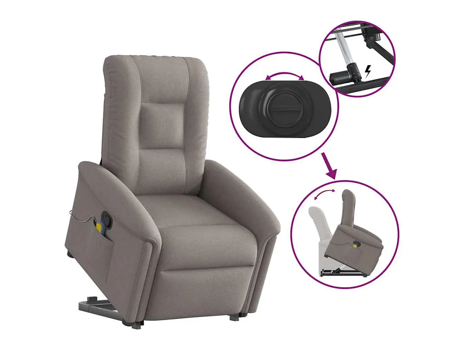 Poltrona| Poltrona elevatória de massagens tecido cinzento-acastanhado SHL154010 Taupe