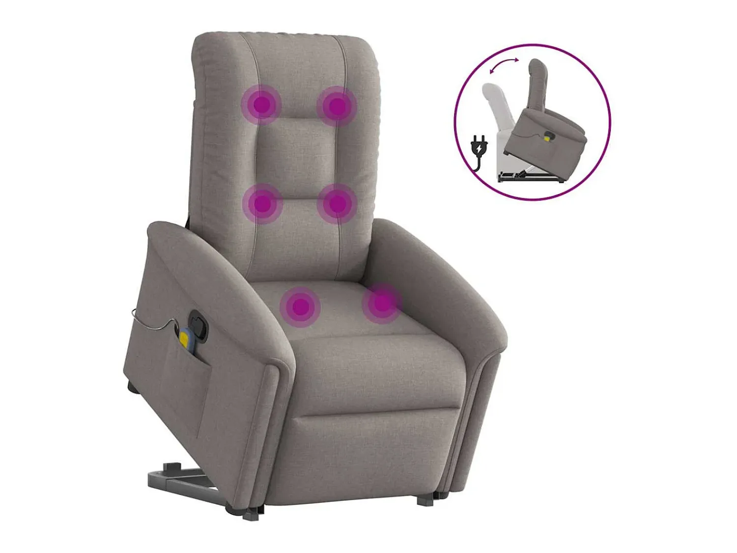 Poltrona| Poltrona elevatória de massagens tecido cinzento-acastanhado SHL154010 Taupe