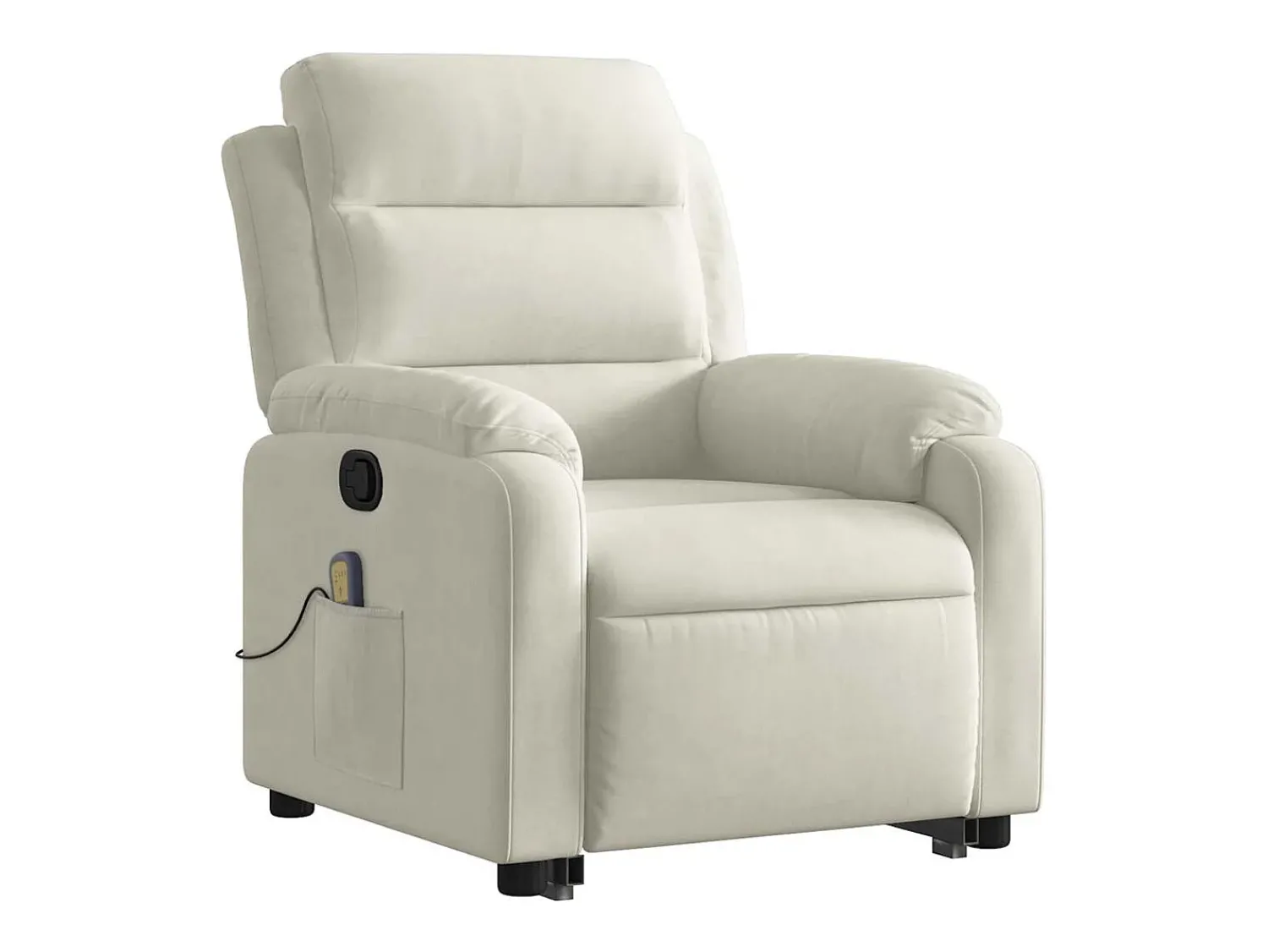Discount vidaxl Poltrona elevatória de massagens veludo cor Creme