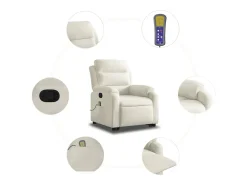 Discount vidaxl Poltrona elevatória de massagens veludo cor Creme
